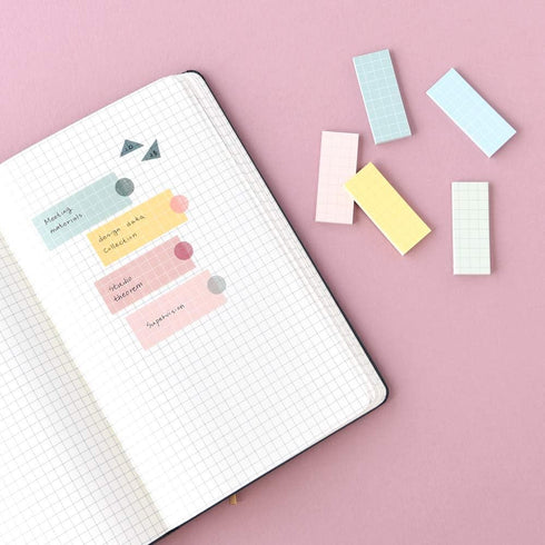 Monolike Color Palette Sticky Grid 500 C Set 4p - Self-Adhesive Memo Pad with 30 Sheets