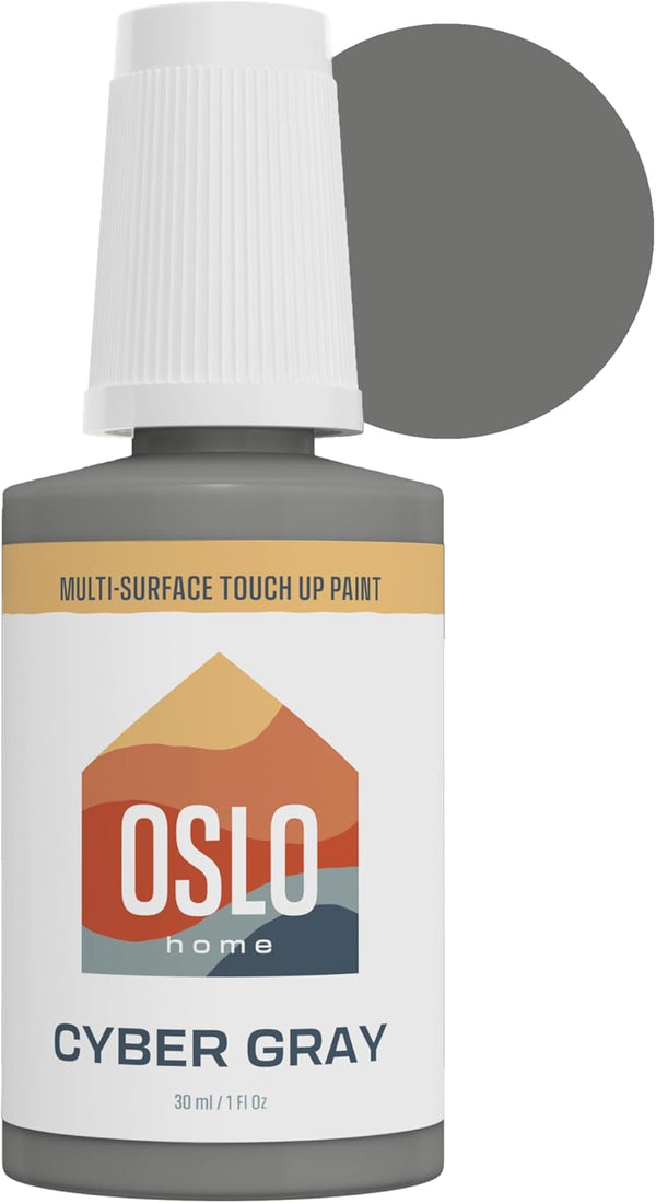 Porcelain + Appliance Touch Up Paint, Cyber Gray, 1oz High-Gloss with Brush in Bottle for Appliances