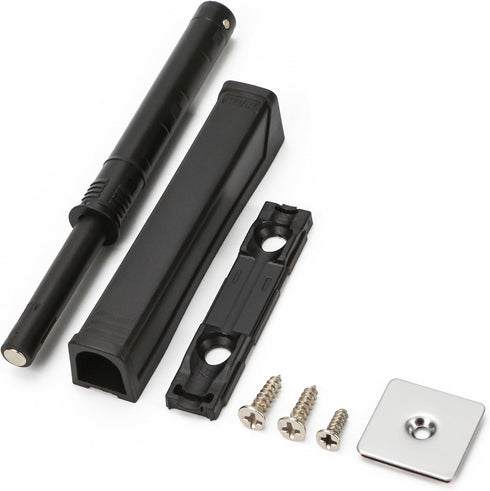 KH866 Black Push-to-Open Style Touch Latch Screw-Mount for Self-Closing Hinges, Cabinet Doors, Soft