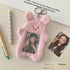 White Cartoon Plush Photocard Holder - Outdoor Girl Korean Style ID Card Cover, Protective Case for Student Badges