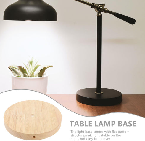 E27 E14 ORFOFE Solid Wood Round Table Lamp Base with Socket Lightweight Stable Wooden Lamp Base for Led Desk Light