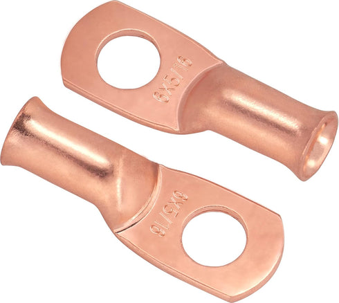 6pcs 6 Awg - 5/16" Sanuke Wire Lugs, Heavy Duty Ring Terminal Connectors for Battery Cable