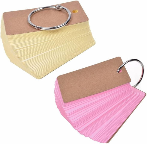 Blank Index Cards Ring Flashcards, 400Pcs Colored Cardstock 2.2"x3.5" Note Cards for School Learning and Office Supplies