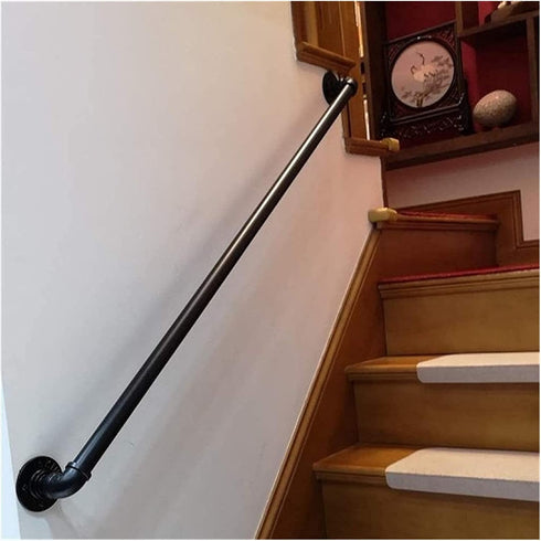 ALDEPO 30-600Cm Non-Slip,10.8Ft/330Cm 1ft/ Grab Bars Handrail Wrought Iron, Industrial Pipe Matte Black Stair Railing