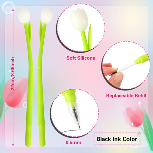 SANNIX Color Changing Tulip Flower Pens, 50 Pcs Novely Fun Tulip Gel Ink Pen Bulk for Birthday Party Favors Gift School Classroom Office Stationery Store Bags Filler by SANNIX