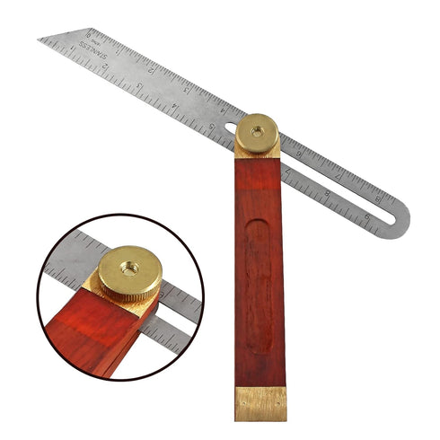 9 Inch Multi Angle Sliding T-Bevel Protractor, 360 Degree Adjustable Ruler Gauge with Hardwood Handle