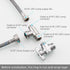 3-way 3/8" and 1/2" Adapter Tee Connector, Stainless Steel 3/8" Water Line T Fitting, Brushed Nickel, 1 PCS.