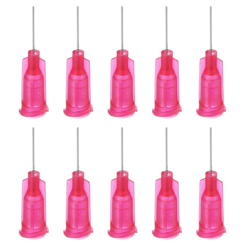 PATIKIL 25Ga x 0.5 Inch Blunt Needle Tips, 50Pcs Stainless Steel and Plastic Glue Tube Tips with Luer Lock, Rose Red