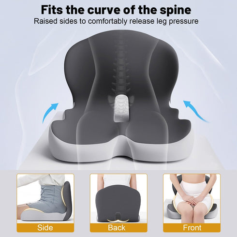LEAQU Tailbone Memory Foam Office Chair Cushion, L-Shaped Integrated Seat Cushions, Chair Seat Cushion for Lower Back