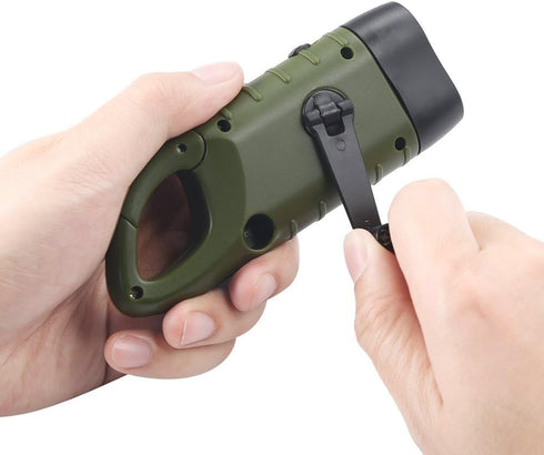 2-Pack Simpeak Hand Crank Solar Powered Flashlight, Emergency Rechargeable LED Survival Flashlight, Quick Snap Carbiner