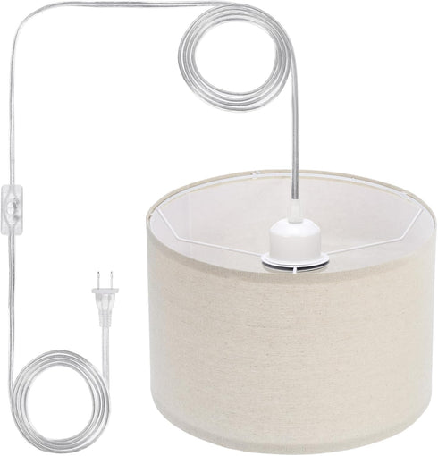 PATIKIL Plug in Pendant Light, 15Ft Rope Cord Hanging Lamp Fixture with