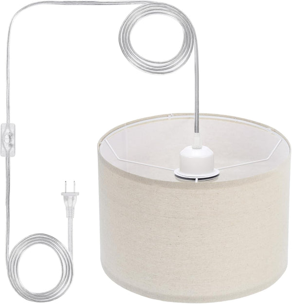 PATIKIL Plug in Pendant Light, 15Ft Rope Cord Hanging Lamp Fixture with