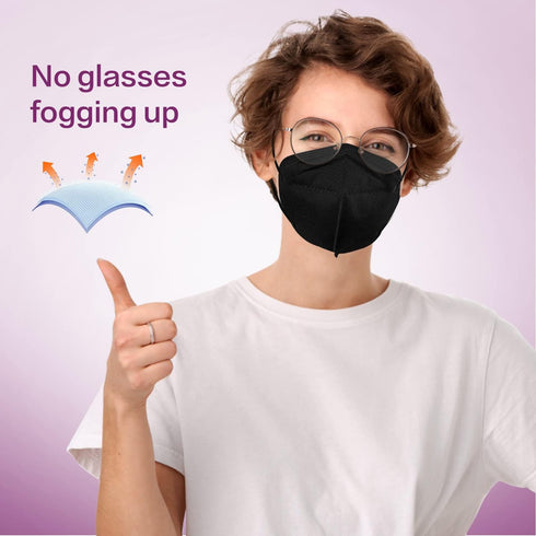 KN95 Disposable Face Mask 25 Pack - 5-Ply Breathable Safety Masks for Men and Women, Black