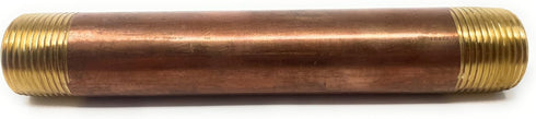 Metal Magery Brass Long Nipple, 3/4" X 3/4", 6" Length Male NPT Pipe Fitting for Plumbing
