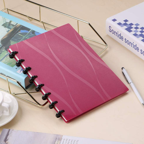 Eagle Discbound Notebook, Customizable Junior Size, Poly Cover, 60 Sheets Ruled/Lined Pages (Red)