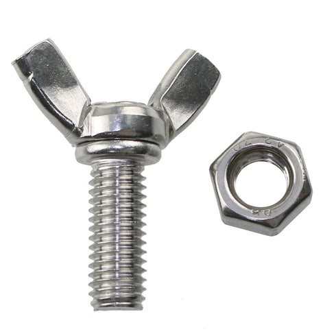 6 Pcs M8 1.25x20mm Stainless Steel Butterfly Screws with 6 Pcs Nuts, Hand Tighten Toolless Adjust Bolt