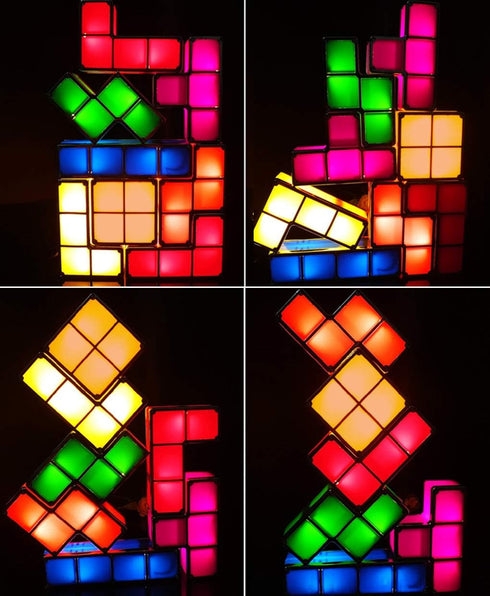 7 3D 7 PCS Stackable Night Light Puzzles Toy Colors Magic Blocks Induction Interlocking LED Novelty Desk Lamp Lighting