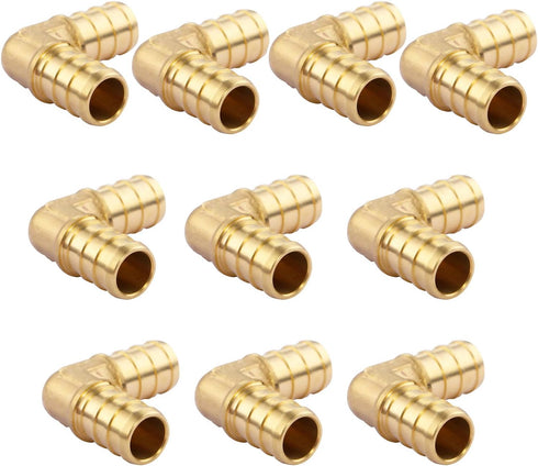 1/2" Lead-Free Brass Barb Crimp Pipe Fitting 90 Degree Elbow (Pack of 10) PEX 1/2 Inch Fittings