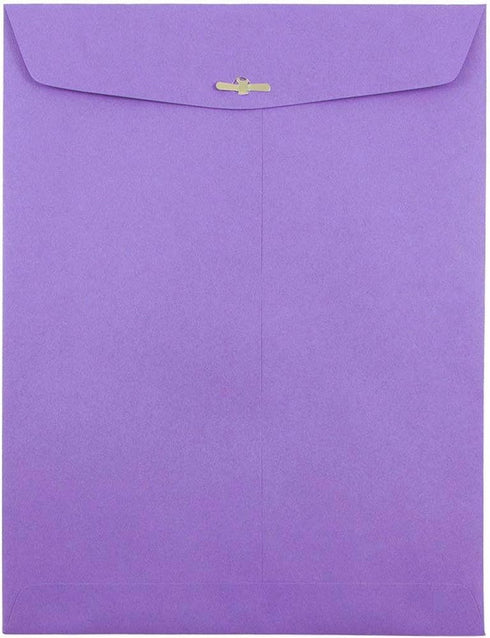 JAM PAPER 9 x 12 Colored Envelopes with Clasp Closure, Violet Purple Recycled, 25/Pack