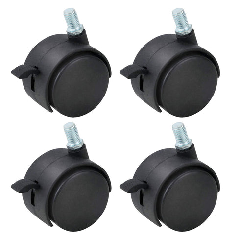 HOWDIA 2 Inch Nylon Plastic Replacement Caster Swivel Furniture Wheels with Brake (4 Pack)
