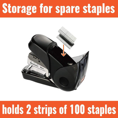 MAX MXBHD10FL3BK Flat Clinch Mini Stapler - 1 Each, Black, 2.6"x1.1"x3.3"