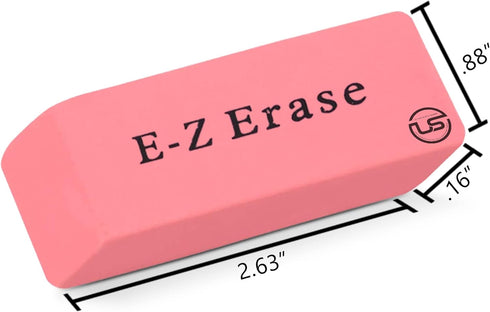 Pink Erasers for Kids, Rubber Eraser, 12 Count, Bulk Erasers for School Supplies, Art, and Office Use