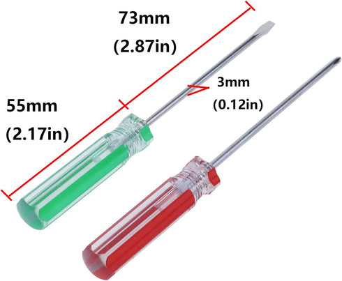 Antrader 2Pcs Screwdriver Set, Non-Magnetic Phillips & Slotted Bits, 3 Inch Steel Shaft for Home Repair
