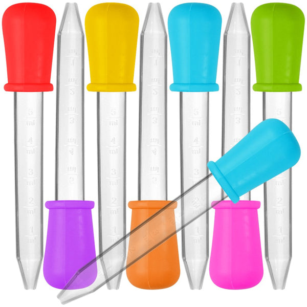 8 Pcs Liquid Droppers, SENHAI Silicone and Plastic Pipettes with Bulb Tip for Candy Oil Kitchen Kids Gummy Making