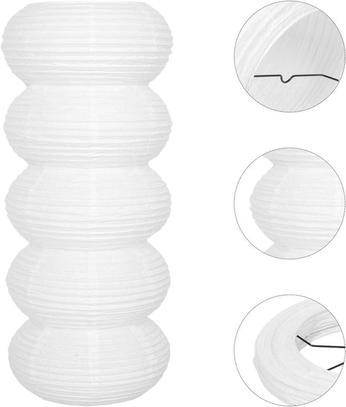 HOMSFOU Paper Floor Lamp Shade Replacement, White round Japanese Paper Lantern, Floor Lighting Shade for Living Room