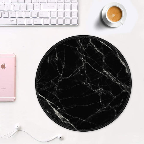 Auhoahsil Round Marble Theme Mouse Pad, Anti-Slip Rubber with Stitched Edges for Gaming, Office, 8.7 x 8.7 in