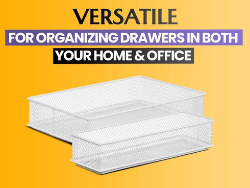 YBM HOME Silver Mesh Drawer Organizer Bins, School Supply Holder, Office Desktop Basket (1, 3x9x2 Inch)
