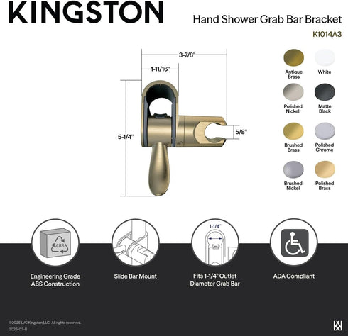 K1014A6 Kingston Brass Complement Hand Shower Slide Bar Bracket, Polished Nickel
