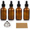 AOZITA Set of 4, 1 oz Eye Dropper Bottles with 1 Stainless Steel Funnel & 4 Labels - 30ml Dark Amber Glass