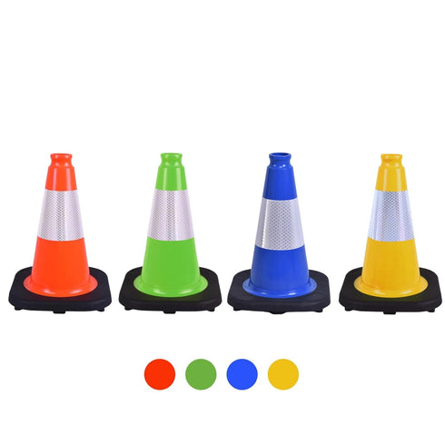 4 Pack 12 Inch (4, 12 Inch) Blue PVC Traffic Cones Black Base, Sport Training Cones for Soccer Drills, Outdoor Play