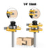Totowood Set 2 1/4 Inch 3 Set Pro Tongue and Groove Router Bit of Pieces Shank , Teeth Adjustable T Shape Wood Milling