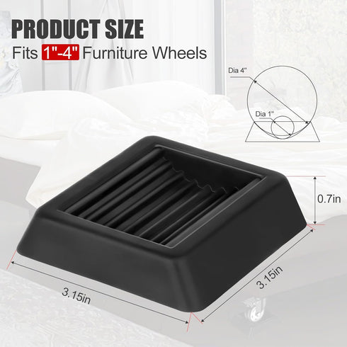 Bed Stoppers to Prevent Sliding - 4 Pack Furniture Wheel Stopper for Hardwood Floor - Rubber Furniture Cups Bed Frame Stopper Caster Cups fit All Wheels of Furniture, Sofa, Bed, Chairs