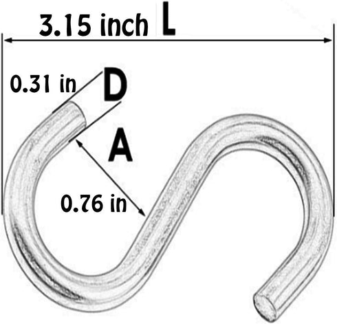 Axe Sickle 304 Stainless Steel 3 Inch S Hooks - Heavy Duty Hanging Hook for Utility Use, Loads up to 550 lbs, 4 Pcs