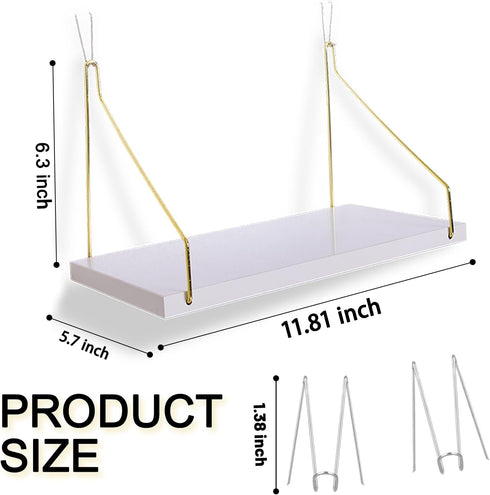KjsEphitelian Hooks12x6.0in Cubicle Shelf For Fabric Walls With White Wooden Cubicle Shelf Hanging Gold Bracket Use