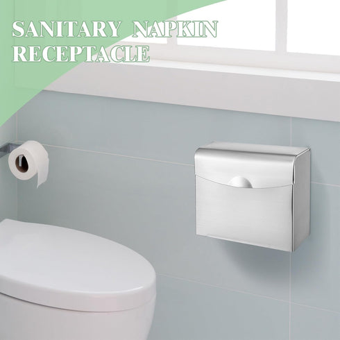 2 9.5 7.9 Tioncy Pcs x in Sanitary Disposal Tampon Napkin Receptacle Wall Mounted Stainless Steel Flip Top Receptacle