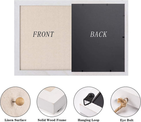 Emfogo 2-Pack Cork Board Vision Board, 16"x11" White Linen Boards for Home and Office Decor