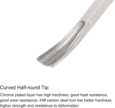 uxcell Wood Chisels Carving Knife, 10mm Chrome Plated 45# Carbon Steel Curved Half-round Tip, 165mm (6.5-Inch)