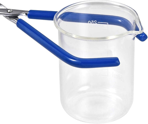 uxcell Lab Beaker Tongs, Stainless Steel Chrome Plated 10-inch, Opens Up to 200mm Width, Blue