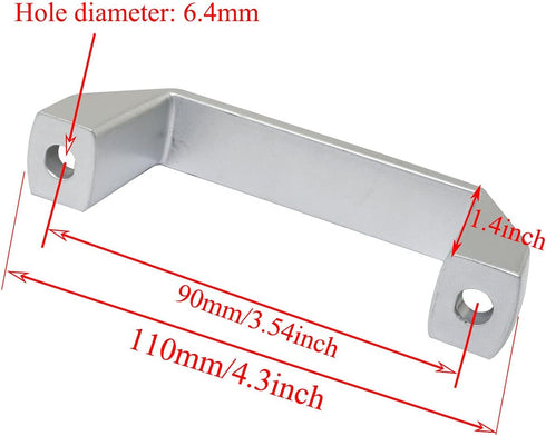 2-Pack Silver Aluminium Alloy Rectangular Industrial Pull Handle for 20 Series Aluminum Extrusion Profile 90mm