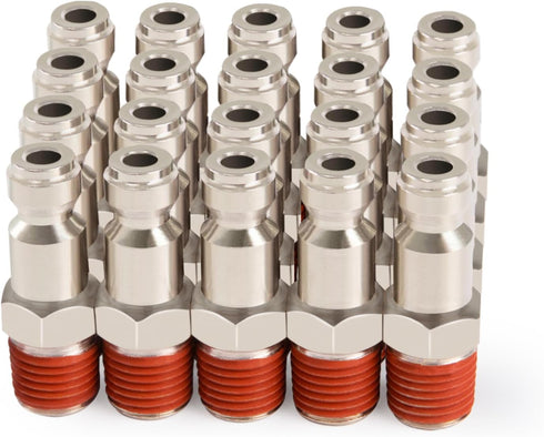 Automotive T-Style Air Plug, 1/4" NPT Male Pneumatic Plugs, Air Compressor Fittings (10-PACK)
