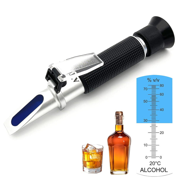Alcohol Refractometer for Spirit Alcohol Volume Percent Measurement 0~80% v/v, Alcohol Volume Meter for Production