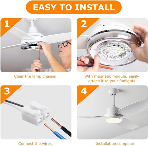 Frandilo 4inch 6000K, 18W Dimmable 120V 1800LM 1) Ceiling Fan LED Light Replacement LED Retrofit Kit Ceiling Fan Light