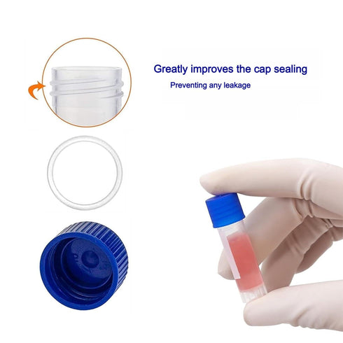 5ml Lab Plastic Frozen Test Tubes, 200PCS Self-Standing Cryo Vial with Screw Caps for Long Term Freezing