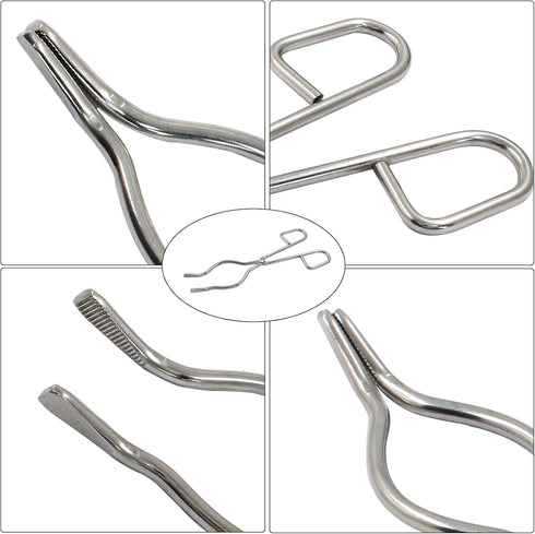Moicstiy 8 Inch Crucible Tongs, Professional Grade Stainless Steel Clamp for Laboratory