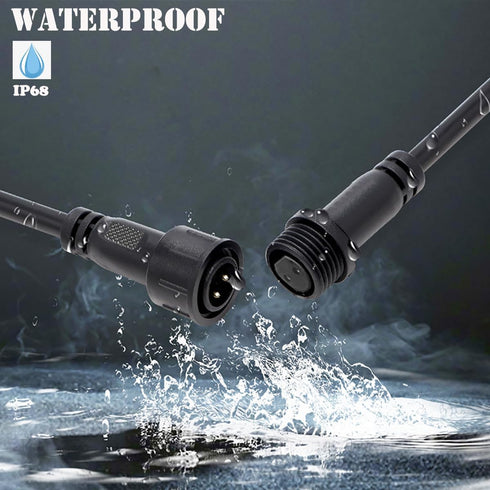 2 wire waterproof connector, 2Pin Male Female Plug LED Connector,with 16AWG IP68 20CM Extension Cable for Car, Boat,Truck,Indoor/Outdoor LED Strip Lights(2Pin 5Pairs) by QOFOWIN