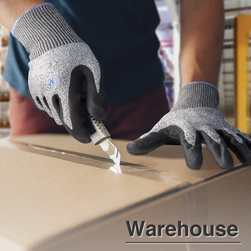 KAYGO Cut Resistant Gloves - MicroFoam Nitrile Coated, ANSI Cut Level A3, Safety Work Gloves for Men and Women, KG21NB,